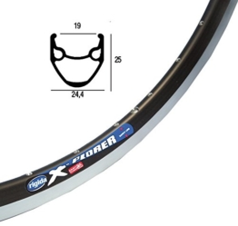 Felge Ryde/Rigida Xplorer 26"schwarz 559-19 VL 8,5 mm 36 Loch,ohne Ösen - 1