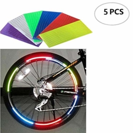 Fahrrad Reflektierende Aufkleber Set 5 PCS Bunte Fahrrad Felge Aufkleber Rot Grün Silber Blau Gelb Rot Reflex-Aufkleber Sicherheitsspeichenreflektor Clips Felgenrandaufkleber Fahrradfelgen - 1