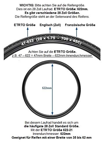 Redondo 28 Zoll Laufrad Set Hinterrad Vorderrad Felge Silber Rücktritt Bremse - 2