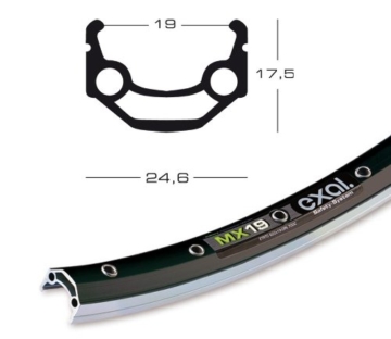 Exal Felgen Felge MX 19, 26 / 28 Zoll (Ausführung: 622-19 VL 8,5 36 Loch, mit Ösen schwarz) - 2