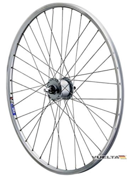 Vuelta Fahrradfelge 28 Zoll Vorderrad inkl. Nabendynamo DHC30003 VA - Made in Germany Vorderrad Felge Silber - für V-Brakes/Felgenbremse - 622x19C Hohlkammer-Felge 1600g, Fahrradfelgen Cut 19 - 1